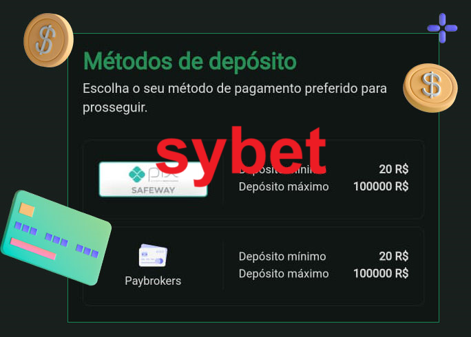 O cassino sybet oferece uma grande variedade de métodos de pagamento